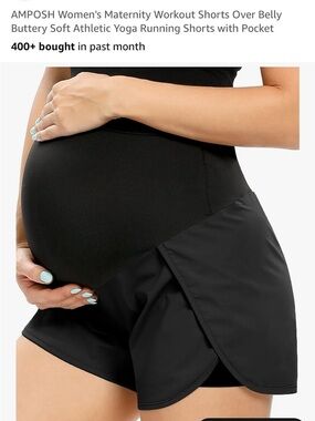 Black Women's Maternity Over-Belly Athletic Shorts